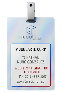 Yonathan Nuño’s badge as a Graphic Designer at Modularte